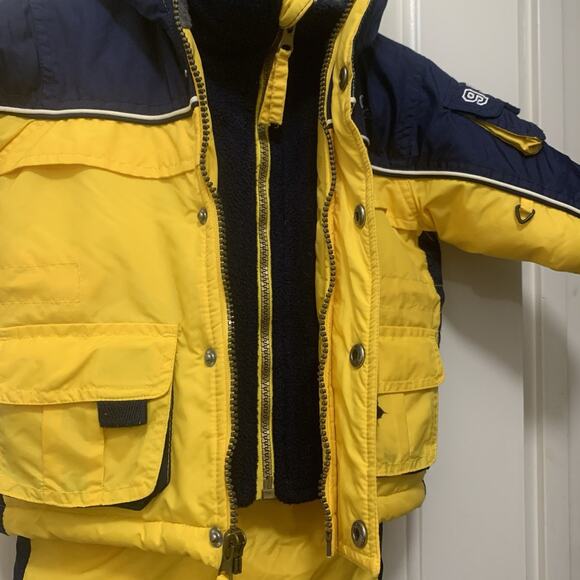 OshKosh Blue 6-9M 2-Piece Snowsuit Set Jacket & Bibs Yellow Navy Rare Size - Picture 4 of 14